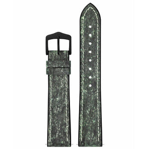 Hirsch Stone L green leather watch strap, 19 mm, 0925044040-5-19