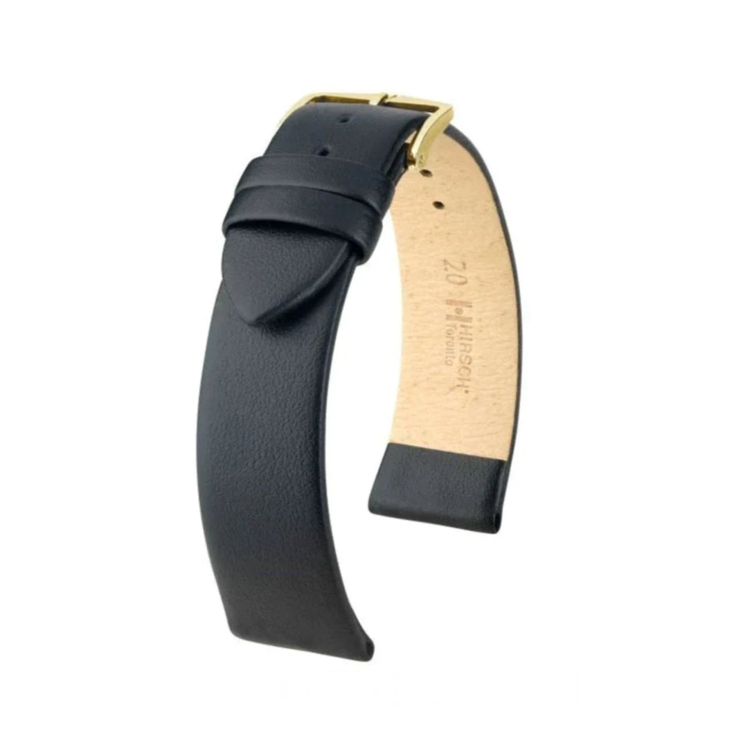 Hirsch Toronto L black calf leather strap for watch 17 mm 03702050-1-17