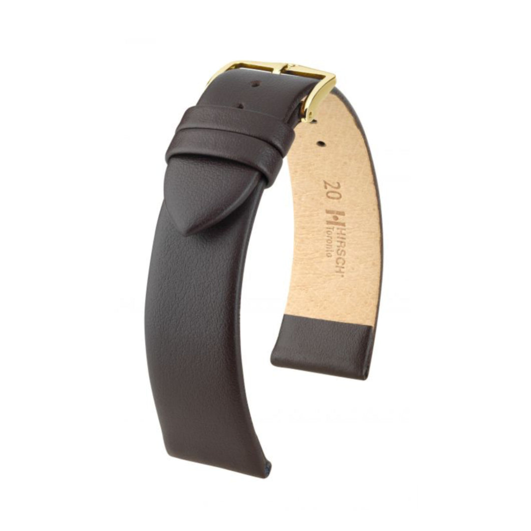 Hirsch Toronto M brown calf leather strap for watch 14 mm 03702110-1-14
