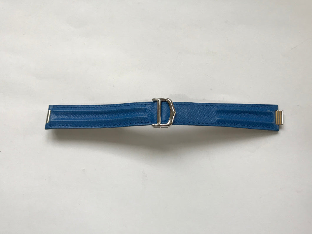 Cartier blue leather strap with clasp 18mm