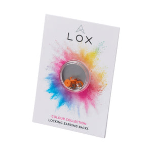 LOX classic locking earring backs orange color- 2 pairs