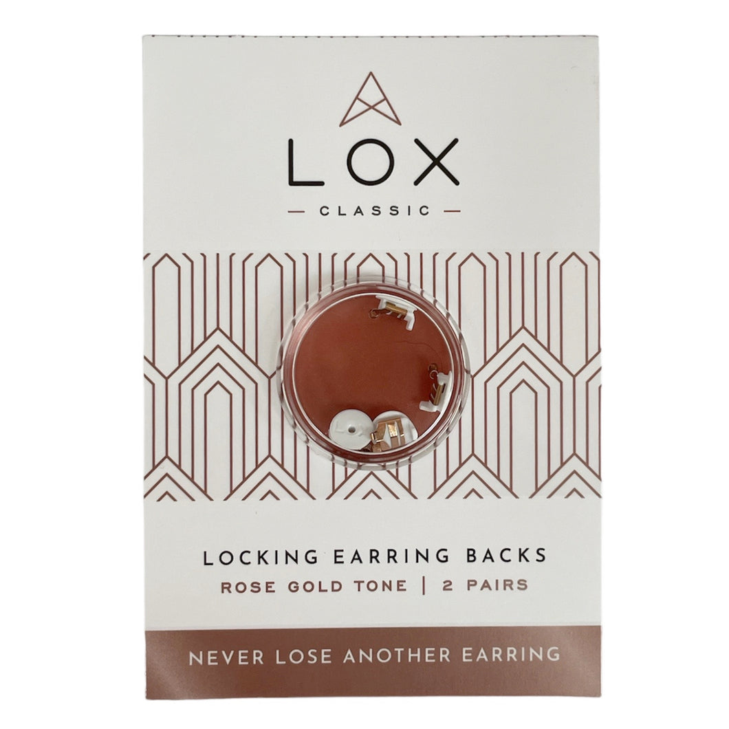 LOX classic locking earring backs rose gold tone- 2 pairs