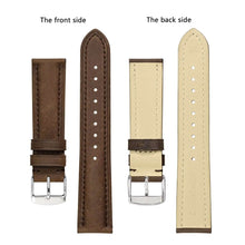 Load image into Gallery viewer, Leather brown watch strap with stainless steel buckle, 20 mm
