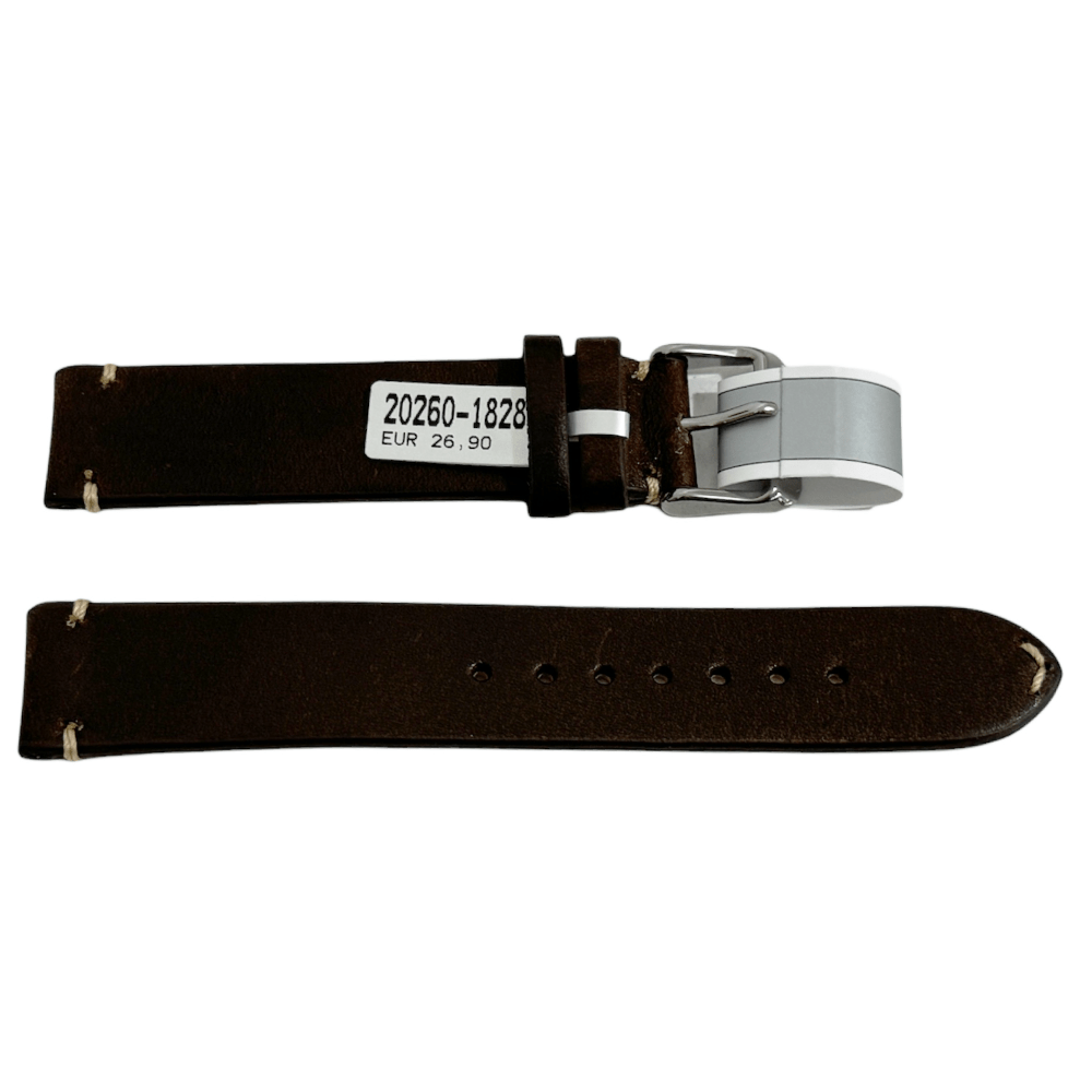 Mokka dark brown leather strap with stitch 18 mm