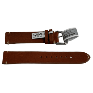 Mokka reddish brown leather strap with stitch 18 mm