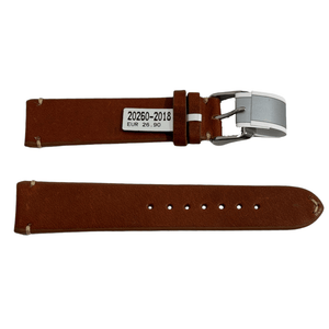 Mokka reddish brown leather strap with stitch 20 mm