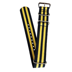 NATO Watch strap navy blue with yellow 18mm