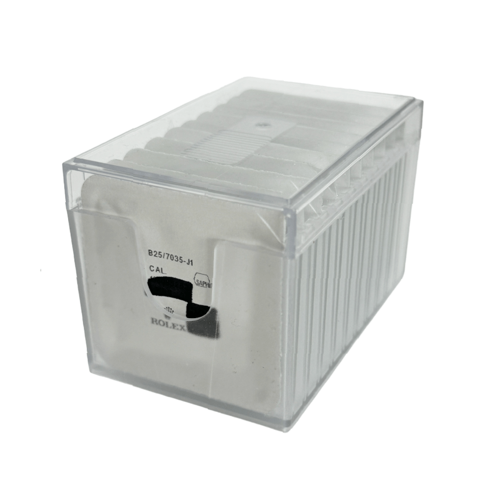 New plastic storage box for watch crystals