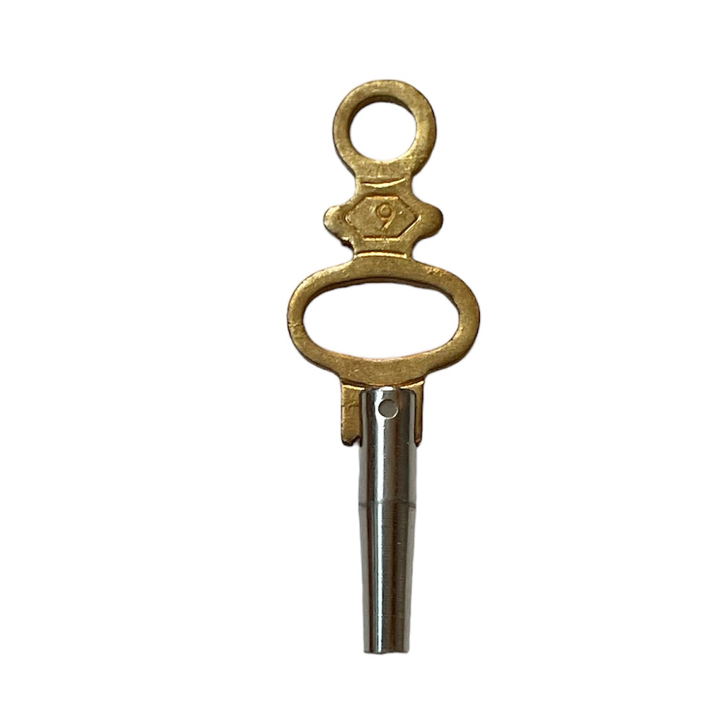 Pocket key No.2 nickel-plated steel shaft and punched brass handle 1.75 mmfor watchmaker