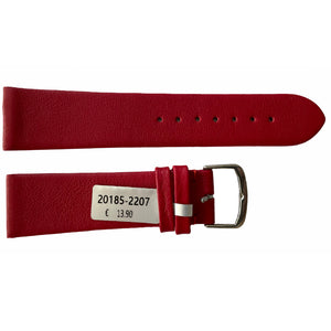 Red waterproof leather smooth watch strap 22mm