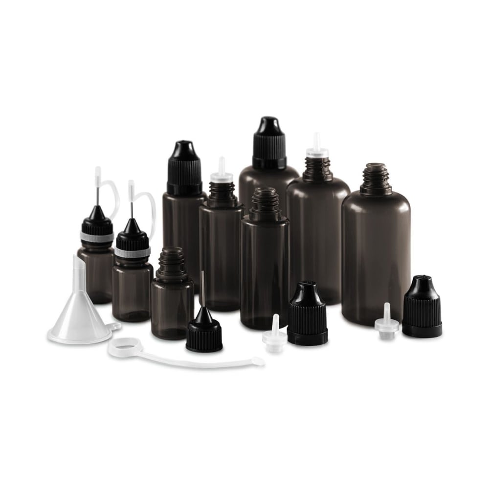 Set of 9 bottles, 5 - 50 ml, dosing aids and funnel