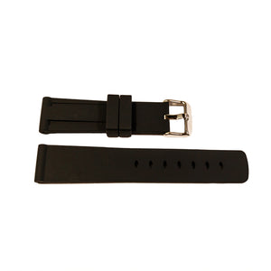 Silicone Diver Watch strap with Stainless Steel Buckle black color 22mm