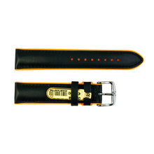 Load image into Gallery viewer, Silicone and leather Daytona watch strap in black and orange 20mm
