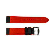 Load image into Gallery viewer, Silicone and leather Daytona watch strap in black and red 20mm
