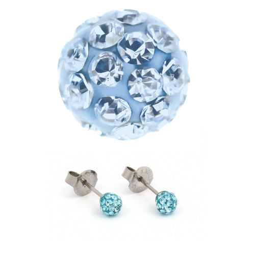 Studex Silver Ear Piercing Earrings Studs 4.5mm Fireball Aqua Crystal System 75