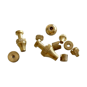 Three guide pieces with brass regulating nuts for clock with pendulum