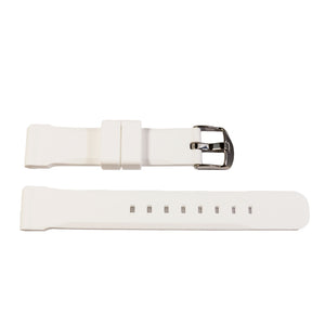 White silicone Chrono watch strap with stainless steel buckle unisex 18 mm