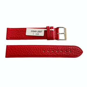 XL red leather strap with silver tone buckle 20mm
