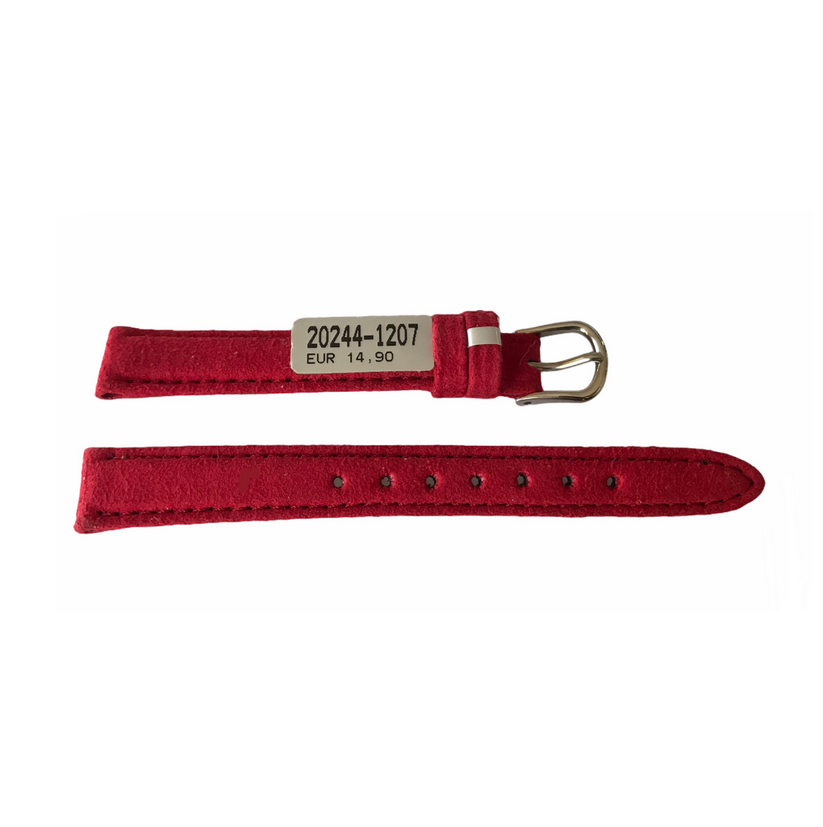 Amaretta red leather strap from Nubuck for women's watches 12 mm