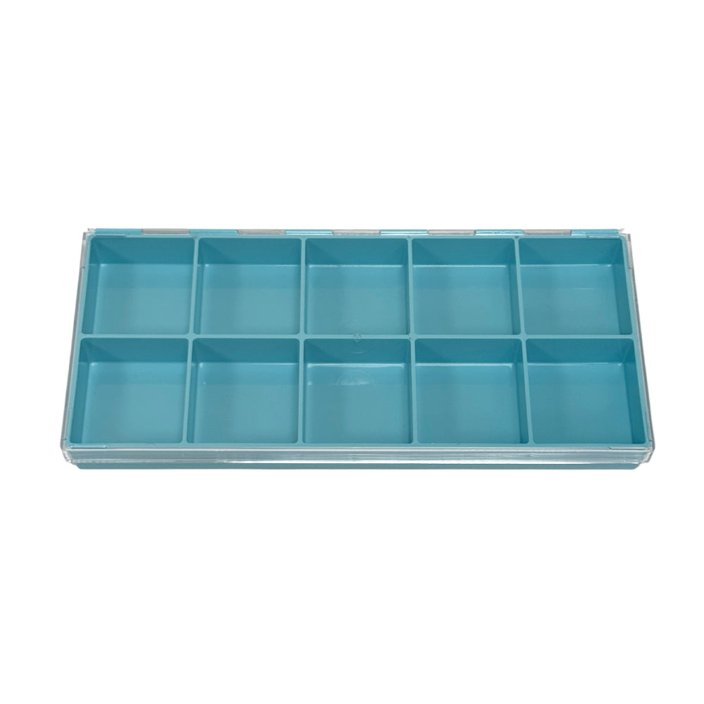 Bergeon 5237-1345 plastic transparent box for watch parts, 10 divisions
