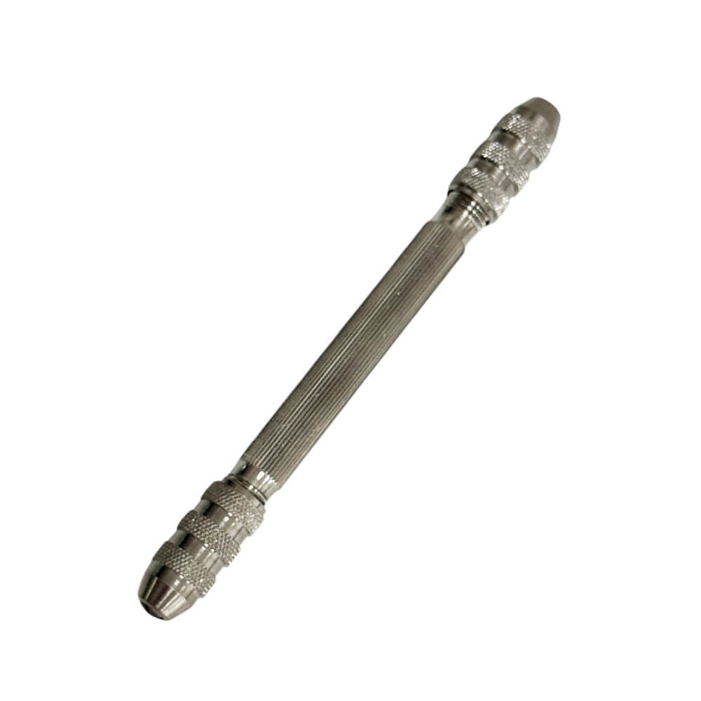 Bergeon 5679 pin vice handle in nickel plated brass, 2 chucks 0 - 1.5, 1.9 - 3 mm