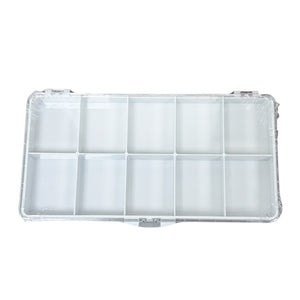 Bergeon 6089-10 plastic transparent box for watch parts, 10 divisions of 39 x 50 mm
