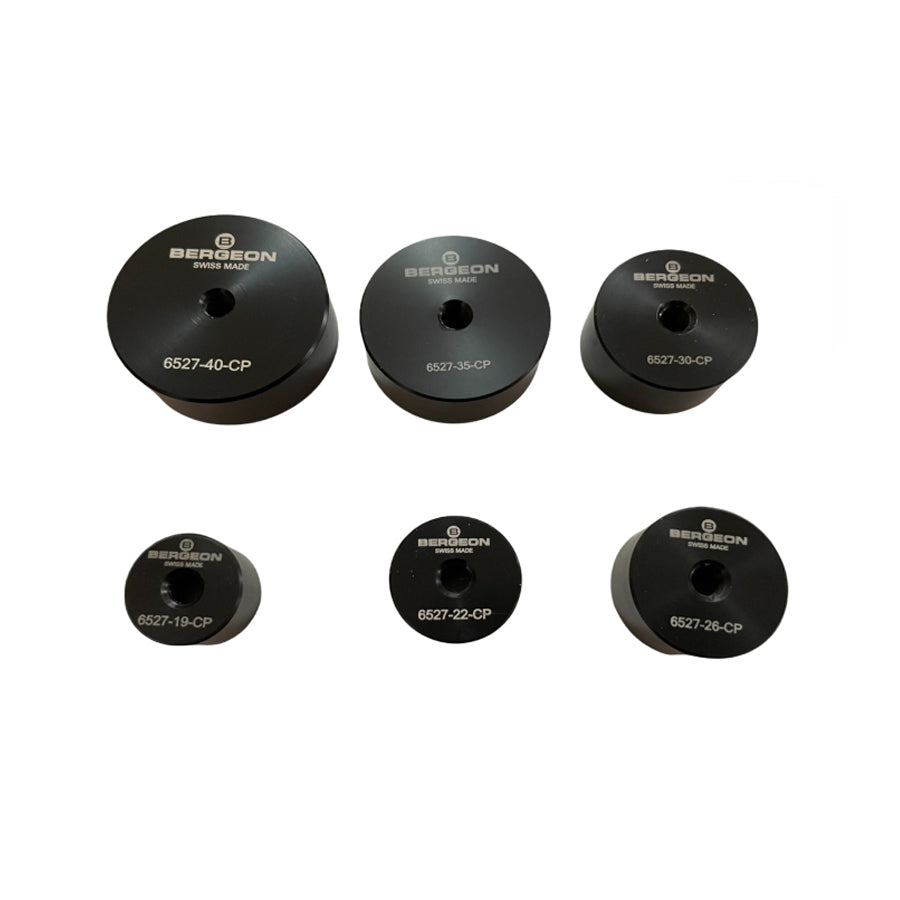 Bergeon 6527-6CP glass fitting dies for domed mineral watch glasses Ø19-40mm