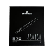 Load image into Gallery viewer, Bergeon 7026-AC6 set of 6 steel precision antimagnetic tweezers in box

