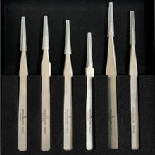 Load image into Gallery viewer, Bergeon 7026-AC6 set of 6 steel precision antimagnetic tweezers in box
