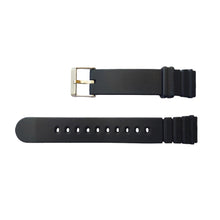 Load image into Gallery viewer, Black silicone watch strap with stainless steel buckle 19 mm
