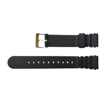Load image into Gallery viewer, Black silicone watch strap with stainless steel buckle 19 mm

