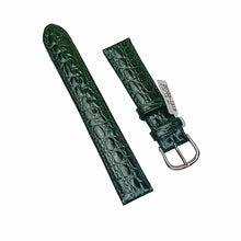 Load image into Gallery viewer, Croco pattern leather strap for watches in green color 18 mm silver tone buckle
