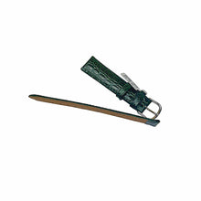 Load image into Gallery viewer, Croco pattern leather strap for watches in green color 18 mm silver tone buckle
