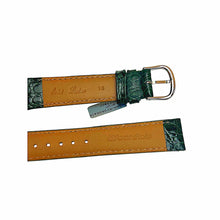 Load image into Gallery viewer, Croco pattern leather strap for watches in green color 18 mm silver tone buckle
