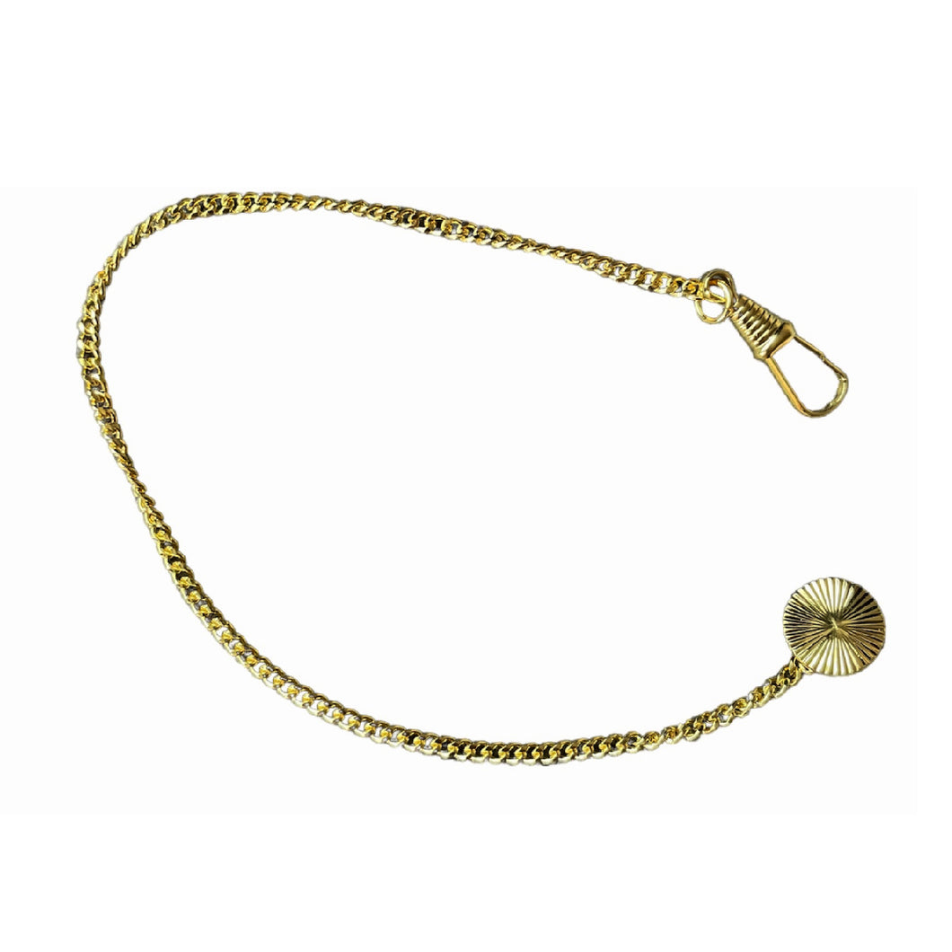 Brass gold-plated button-hole pocket watch chain 23 cm, 2,9 mm