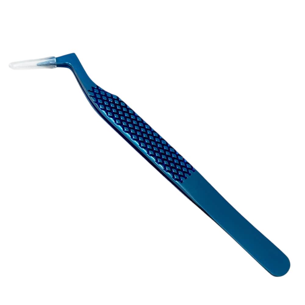 Buzzufy C15 curved blue tweezer, non-magnetic for watchmakers and jewellers, 110mm