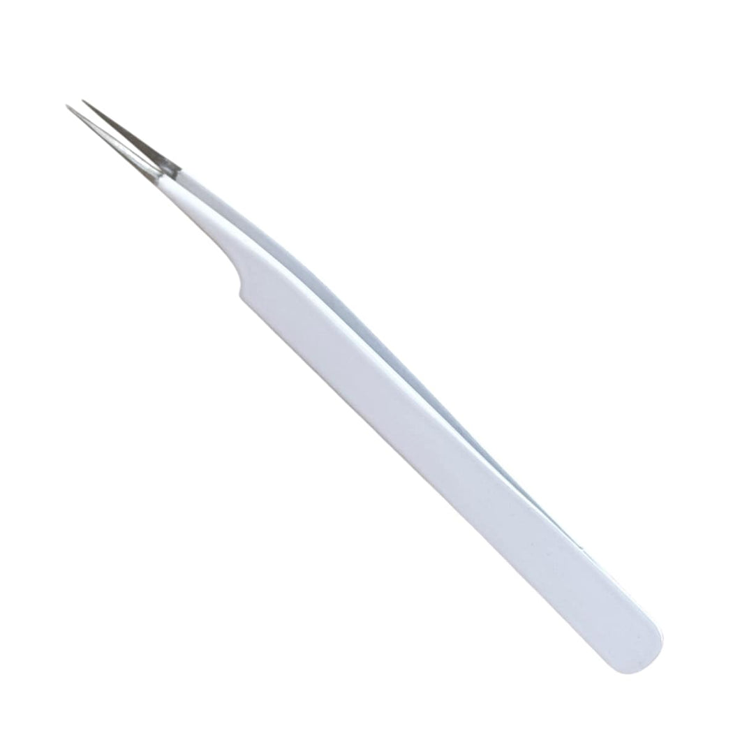 Buzzufy C17 white coated tweezer for watch parts, non-magnetic, 120mm