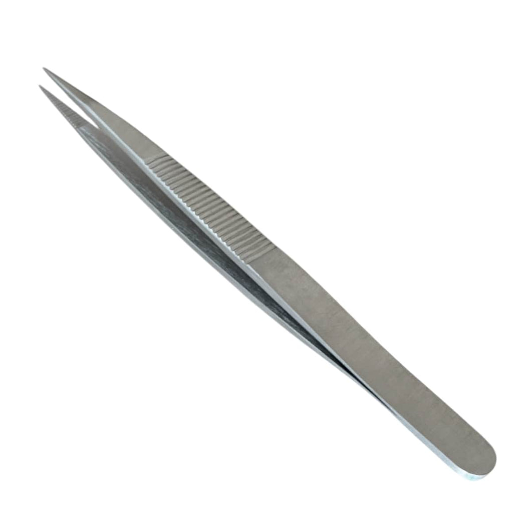Buzzufy D13 steel jeweler's tweezers with rough tips, 120mm