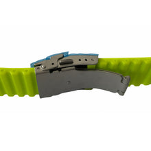 Load image into Gallery viewer, Buzzufy silicone neon green chrono watch strap with clasp 20mm

