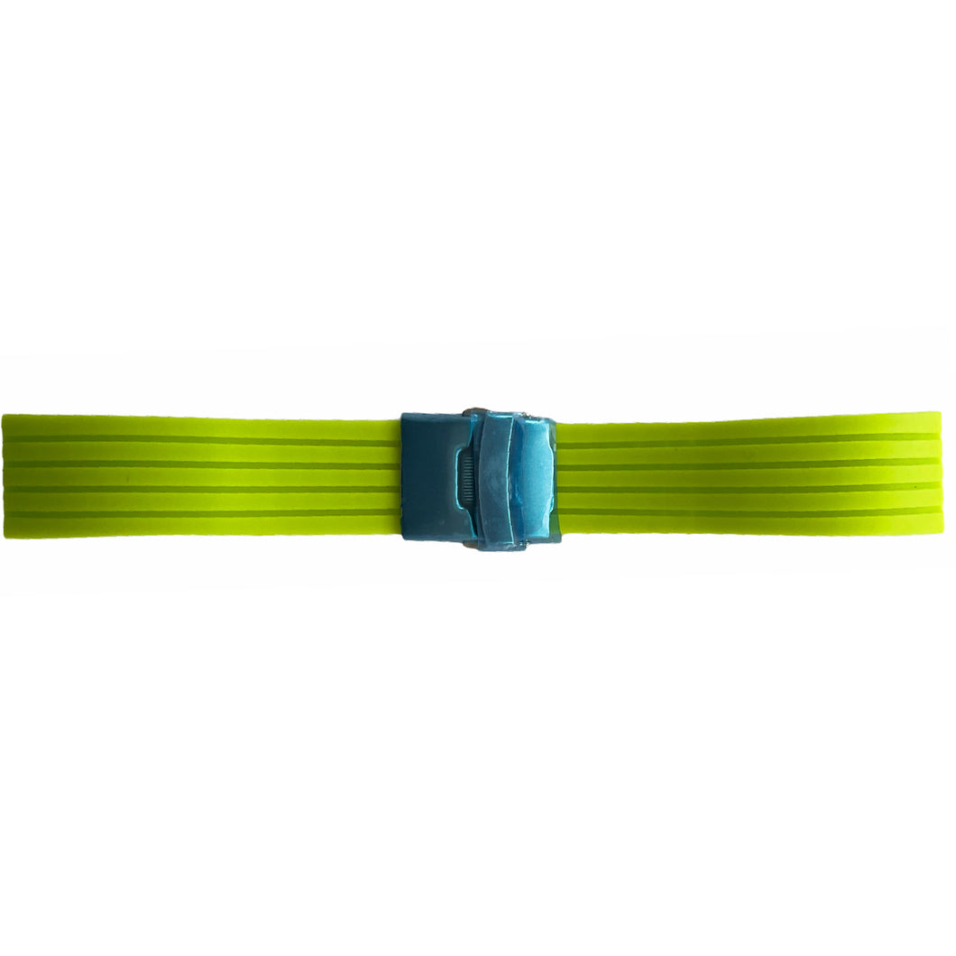 Buzzufy silicone neon green chrono watch strap with clasp 22mm