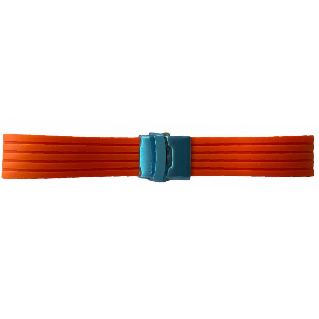 Buzzufy silicone orange chrono watch strap with clasp 20mm