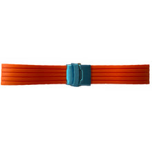 Load image into Gallery viewer, Buzzufy silicone orange watch strap with steel clasp, 22mm
