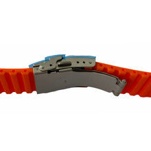 Load image into Gallery viewer, Buzzufy silicone orange watch strap with steel clasp, 22mm
