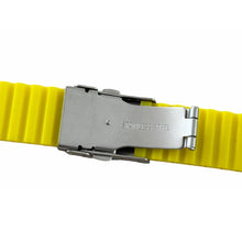 Load image into Gallery viewer, Buzzufy silicone yellow watch strap with steel clasp 22mm
