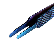 Load image into Gallery viewer, Buzzufy Z12 blue flat tip jeweler's tweezers, non-magnetic 120 mm
