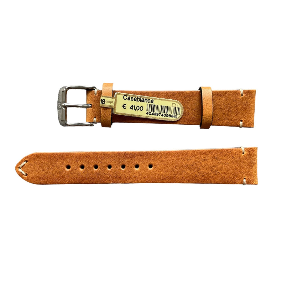 Casablanca genuine light brown leather watch strap with stitch 18 mm