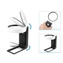 Load image into Gallery viewer, Folding jewellers magnifying glass for pocket watches 10x and 25x with LED and UV
