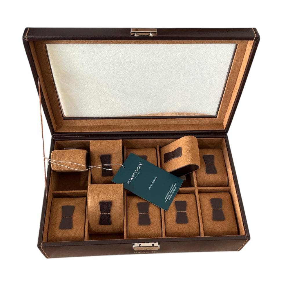 Friedrich 23 brown leather watch box for 10 watches