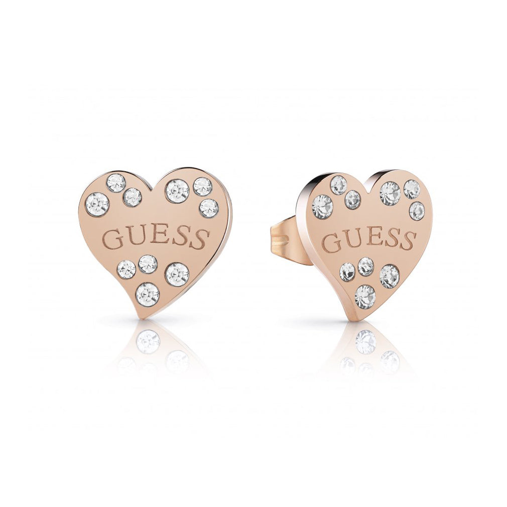 Guess women's rose gold earrings with SWAROVSKI stones UBE78053