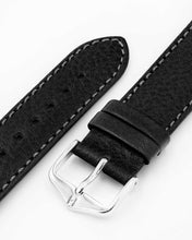 Load image into Gallery viewer, Hirsch Forest Black Leather Watch Strap, Quick Release, 18 mm
